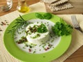 Goat cream cheese with herb marinade Royalty Free Stock Photo