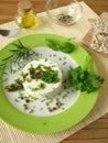 Goat cream cheese with herb marinade Royalty Free Stock Photo