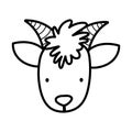 Goat face bovine farm cartoon animal thick line