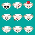 Goat face with 9 charactor design,vector and illustration