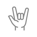 Goat gesture line icon. I love you symbol