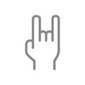 Goat gesture line icon. Protection against evil, rock and heavy metal symbol