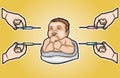 Vector illustration of a baby to be vaccinated