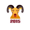 Goat head, flat 2015 logo Royalty Free Stock Photo