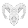 Goat head with horns line art Royalty Free Stock Photo