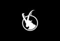 Goat head with long horns. Ibex logo design vector illustration