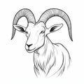 Monochrome Goat Sketch With Horns - Creative Commons Attribution