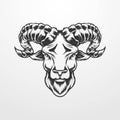 Goat headin vintage, old classic monochrome style vector illustration