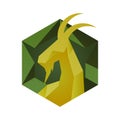 Goat icon in cube style hexagon emblem