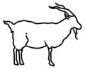 Goat icon. Long horn farm animal. Domestic fauna