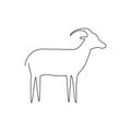 Goat line icon. Farm animal continuous line drawn vector illustration