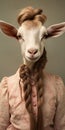 Analog Portrait: Goat With Hair And Wig In Folkloric Dress