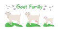 Goat male and female with cute little kid cartoon illustration isolated on white Royalty Free Stock Photo