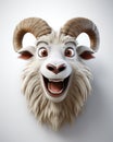 a goat mask with a big smile on it\'s face. generative ai
