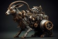 Goat, Mechanical Menagerie Series: Delightful Steampunk Animals Infused with Retro-Futuristic Marvel AI Generated Illustration