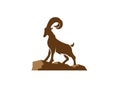 Goat mountain stand on rocks for logo design, goat vector on the rock, goat symbol illustration on white background