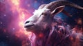 Goat Nebulae And Galaxies Float In Space In The Smokelike Clouds Of Gas. Generative AI Royalty Free Stock Photo