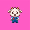 Goat Plumber Cute Creative Kawaii Cartoon Mascot Logo Royalty Free Stock Photo