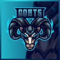 Goat Ram Sheep mascot esport logo design illustrations vector template, Aries logo for team game streamer youtuber banner twitch