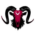 Goat red skull with black horns