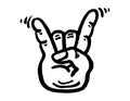 Goat rock symbol, hand gesture. Cool, party, respect, communication Rock and Roll icon. Lineart doodle hand-drawn vector Royalty Free Stock Photo