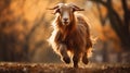 Elegant Goat Running Through Woods In Sunset Light Royalty Free Stock Photo