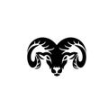 Goat sheep rams head big horn hornet silhouette logo icon designs vector simple illustrationa