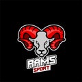 Goat sheep rams head red horn hornet logo icon designs vector simple illustrationa Royalty Free Stock Photo