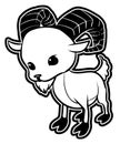 Goat Sign Of Aries Black And White Illustration