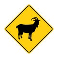 Goat silhouette animal traffic sign yellow vector