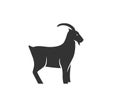 Goat silhouette vector illustration. Black and white capricorn logo. Isolated on white background Royalty Free Stock Photo