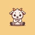 Goat Sitting Angry Cute Creative Kawaii Cartoon Mascot Logo