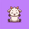 Goat Sitting Excited Cute Creative Kawaii Cartoon Mascot Logo