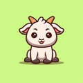 Goat Sitting Happy Cute Creative Kawaii Cartoon Mascot Logo