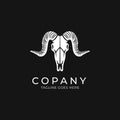 GOAT SKULL ILLUSTRATION PERFECT FOR LOGO TEMPLATE Royalty Free Stock Photo