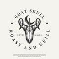 Goat skull vector logo hand drawn style