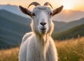a goat standing in a field at sunset Royalty Free Stock Photo
