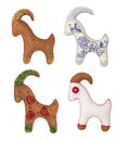 Goat Toy Set. Christmas Decoration Hanging, White Background Royalty Free Stock Photo