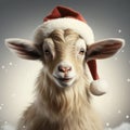 Realistic 3d Rendering Of Baby Goat In Santa Hat Royalty Free Stock Photo