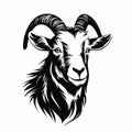 Goats Head Vector Drawing In The Style Of Rashad Alakbarov