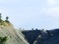 Goats on the edge of the cliff in vourgareli village arta perfecture greece Royalty Free Stock Photo