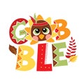 Gobble turkey illustration for baby on Thanksgiving Da