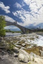 Gobbo Bridge also Devil Bridge or Ponte del Diavolo or Ponte Gobbo in Bobbio, Piacenza province, Trebbia Valley, Emilia Romagna,