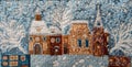 Gobelin tapestry fragment close-up with winter theme Royalty Free Stock Photo