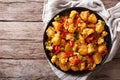 Gobi Aloo with cauliflower and vegetables horizontal top view