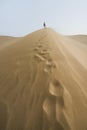 Gobi Desert, China - 08 07 2016 : Hike in the Gobi desert. Sand dunes with footprint in the Gobi Desert in China