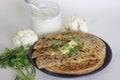 Gobi paratha or cauliflower paratha is a type of paratha or parantha or flatbread, that is stuffed with flavoured cauliflower and