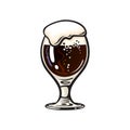 Goblet beer glass. Hand drawn vector illustration isolated on white Royalty Free Stock Photo
