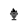 Goblet of fire black icon concept. Goblet of fire flat vector symbol, sign, illustration.