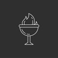Goblet of Fire. Magic vector icon.